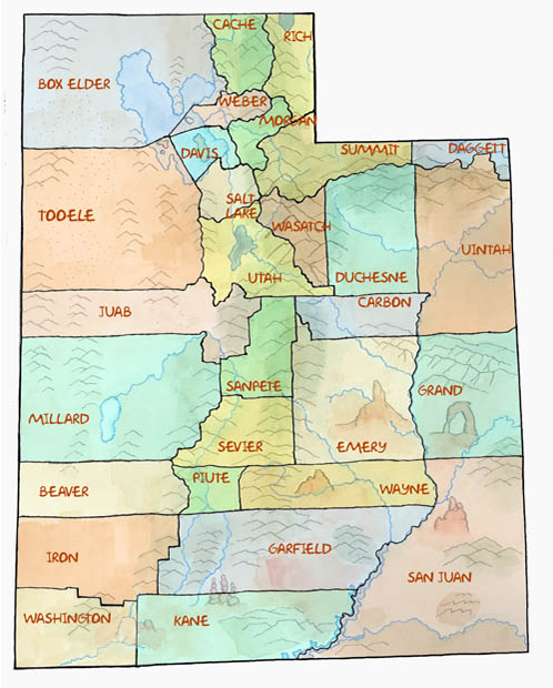 Utah State County Map Utah Counties Map | I Love History